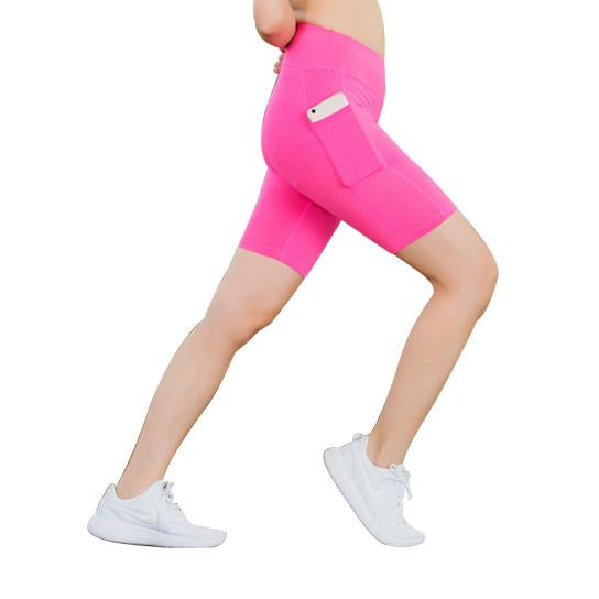Pink Yoga Shorts with Phone Pocket - Jacrit Fitness