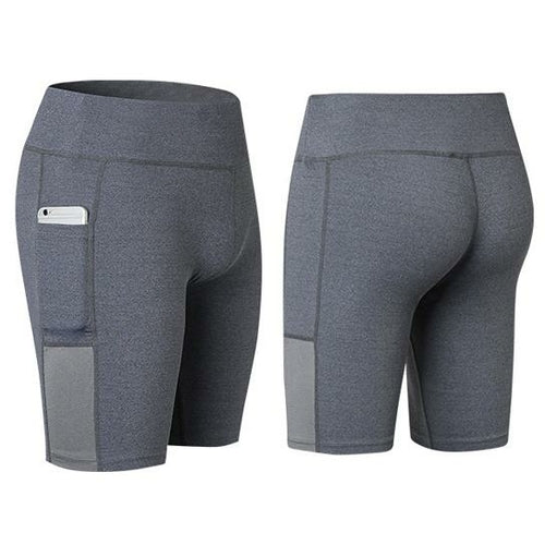 Gray Yoga Shorts with Phone Pocket - Jacrit Fitness