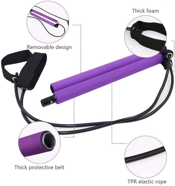 Yoga Pilates Bar Stick Exerciser Pull Rope - Jacrit Fitness