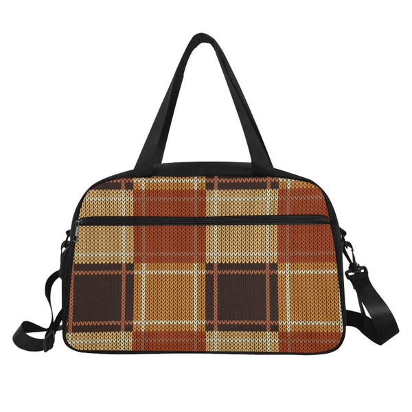 Brown and Beige Checkered Travel Carry-On Bag
